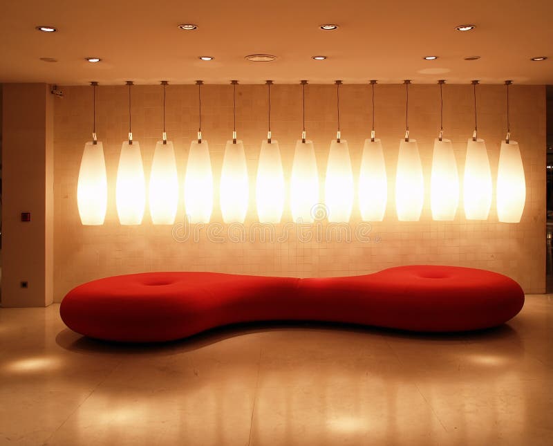 Red interior ambience light. Red interior ambience with light and sofa royalty free stock image