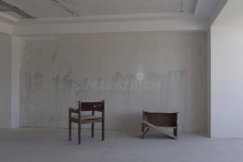 Repair of the room. There is empty room with the repair unfinished stock photo