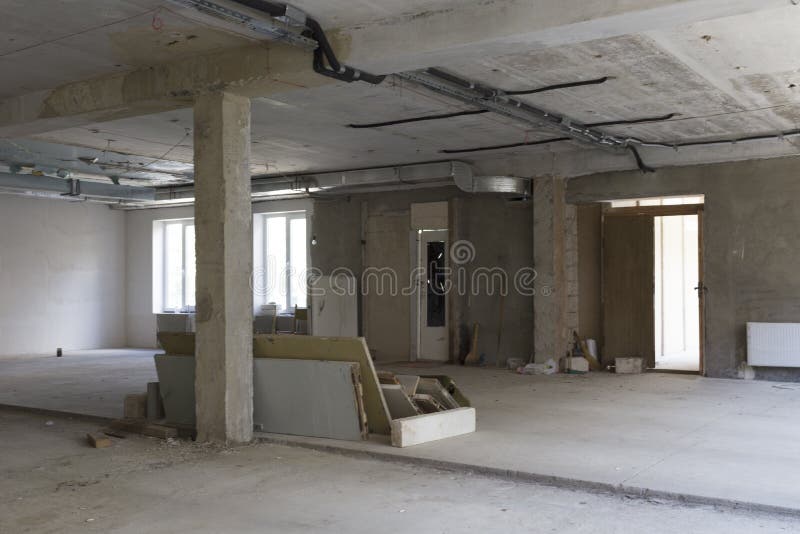 Repair of the room. There is empty room with the repair unfinished royalty free stock photos