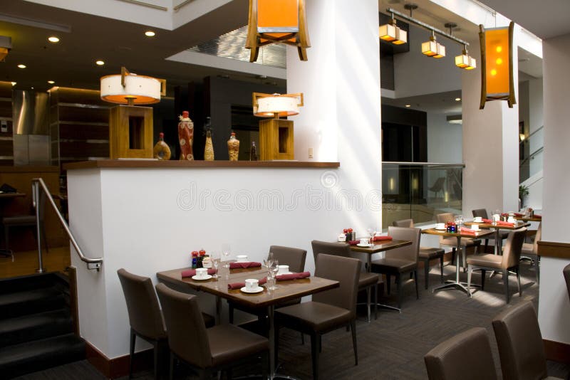 Restaurant interiors. Luxury restaurant with nice interiors stock photo