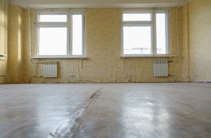 Room in the apartment that needs repair. Old room in the apartment that needs repair stock photo