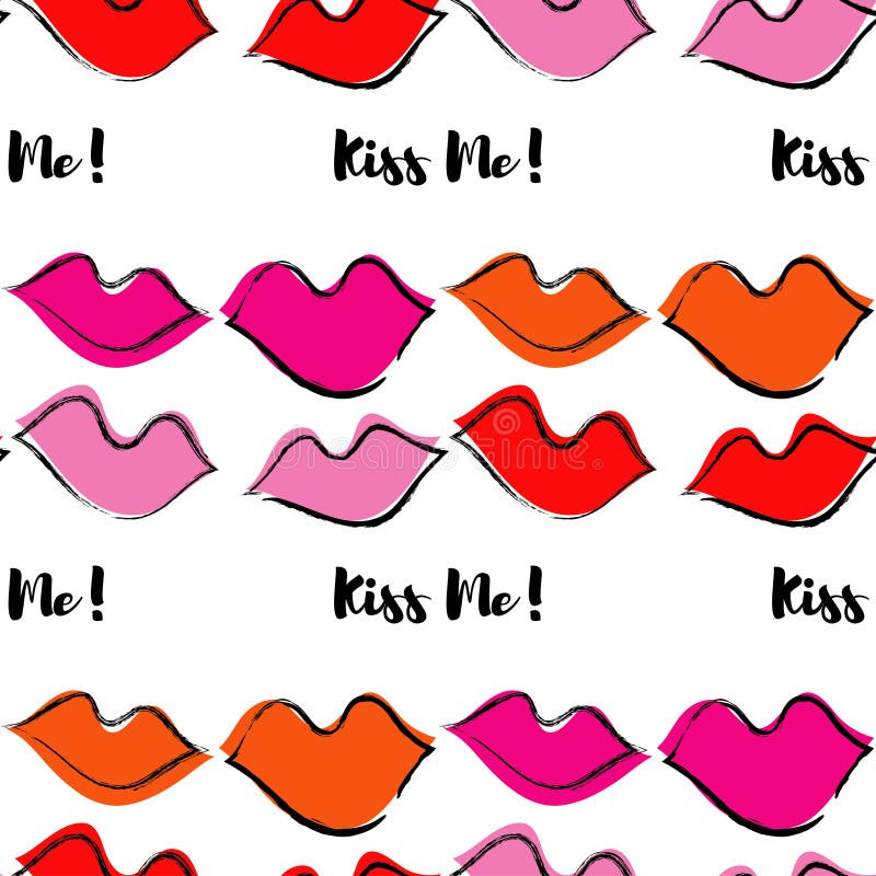 Seamless pattern with lips. Pop art style. Cloth design, wallpaper. Textile rapport royalty free illustration