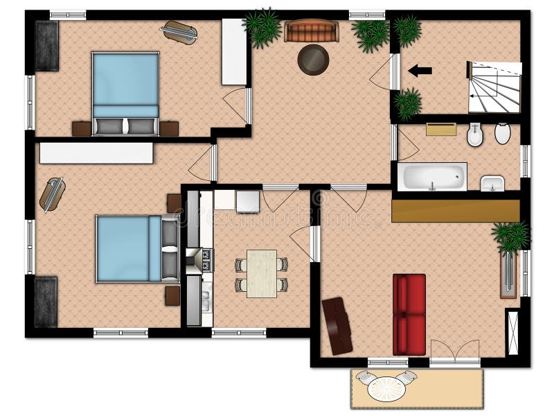 3d floor plan . Floor plan. Color floor plans 3d. Set of groundfloor blueprints. Floor plan. Drawing plan stock image