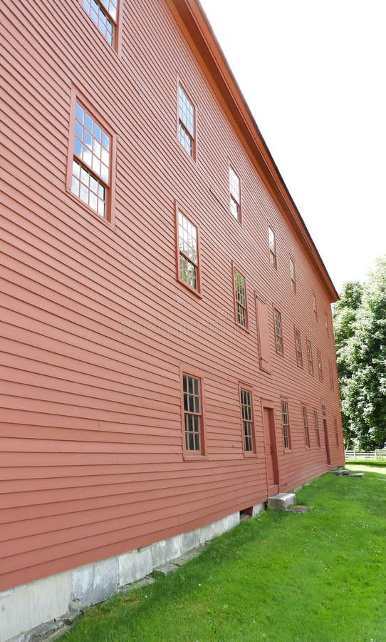 Shaker Village wood clad siding Laundry Machine Shop. The Laundry/Machine Shop may have begun as a dwelling dating to the 1790s, later adapted to a large stock image