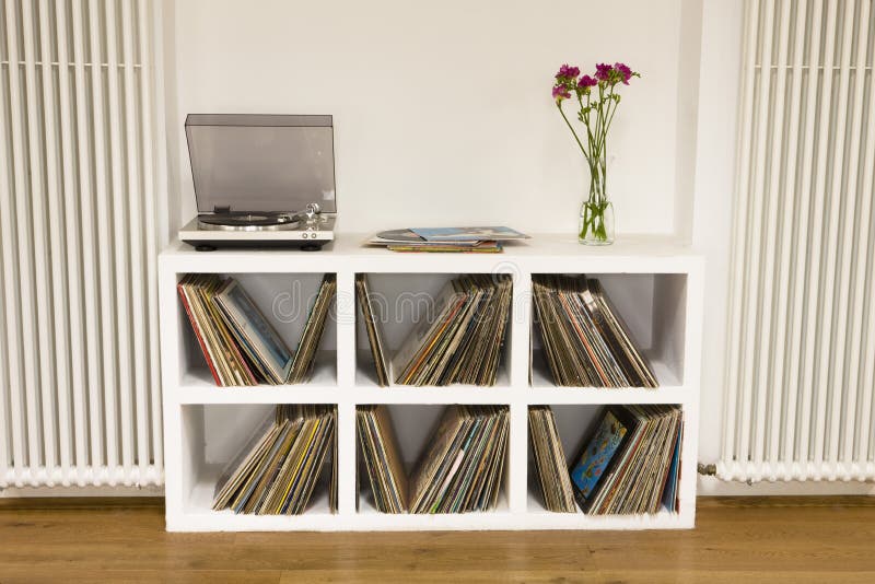 Shelf With Vinyl Records royalty free stock image