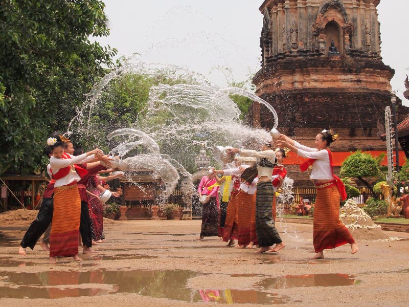 Songkran festival at chiangmai, thailand stock images