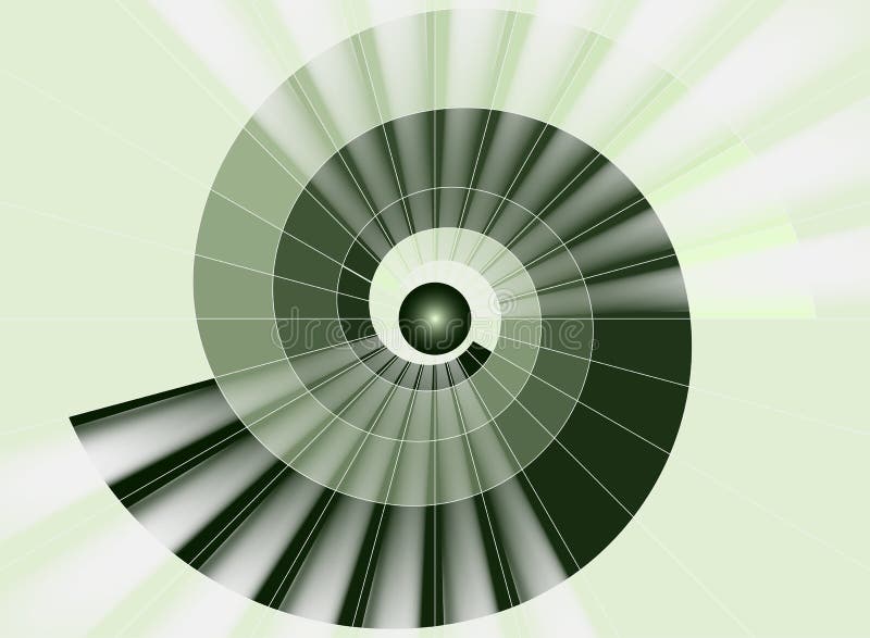 Spiral staircase, green tunnel to the light vector illustration