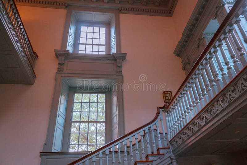 Stairs inside of Independence Hall in Philadelphia Pennsylvania. As seen on a tour royalty free stock photography