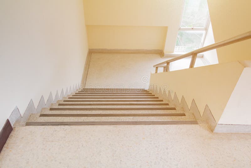 Stairs terrazzo floor walkway up - down. interior building. Select focus with shallow depth of field royalty free stock photography