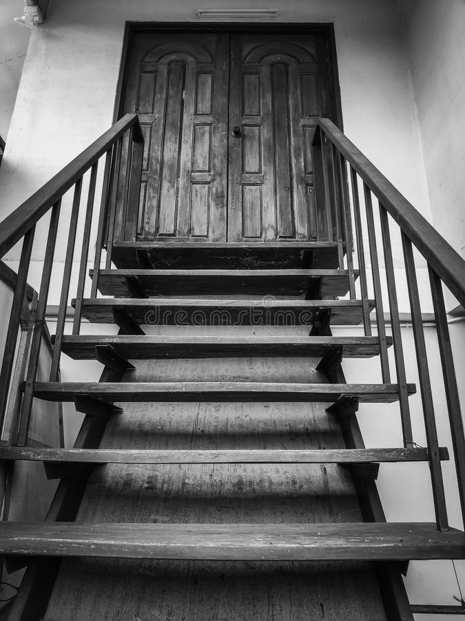 Stairs to the second floor Of a house in Thailand stock images