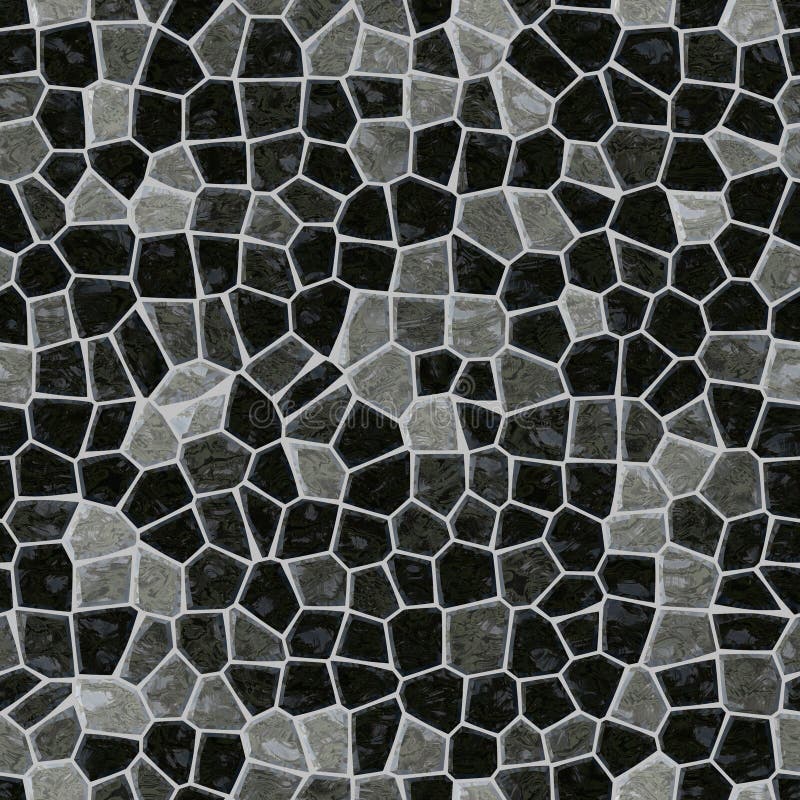 Surface floor marble mosaic seamless square background with grout - dark grey and black color. Surface floor marble mosaic pattern seamless square background vector illustration