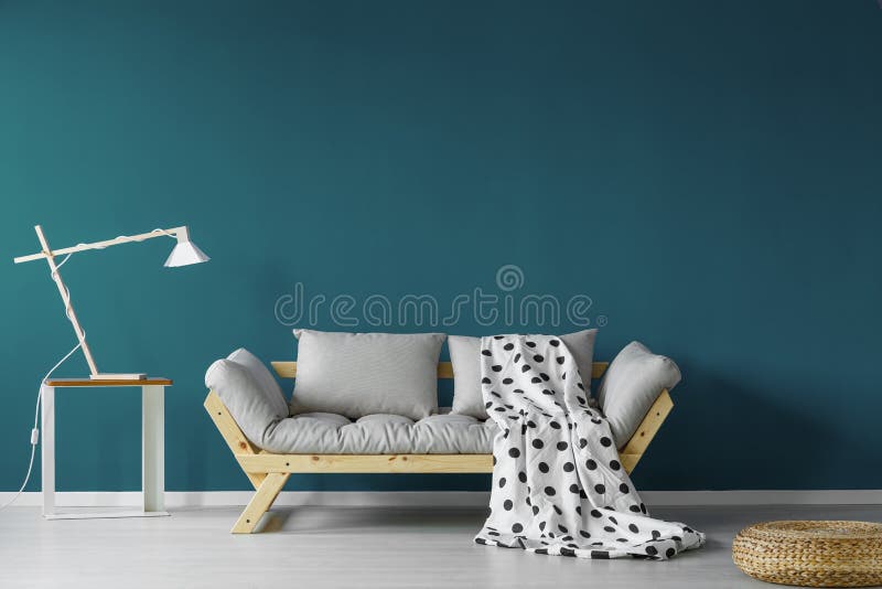 Teal painted living room royalty free stock image