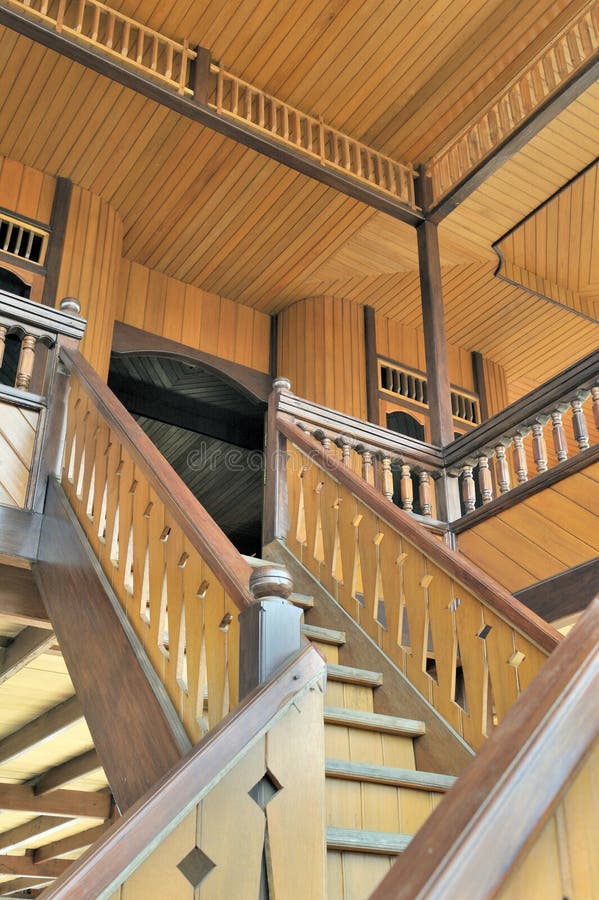 Traditional indonesian wooden house. Closeup of architectural details on a traditional indonesian wooden house stock image