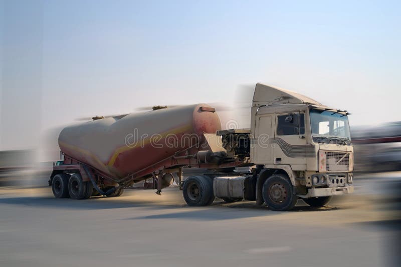 Truck with blurring way royalty free stock image