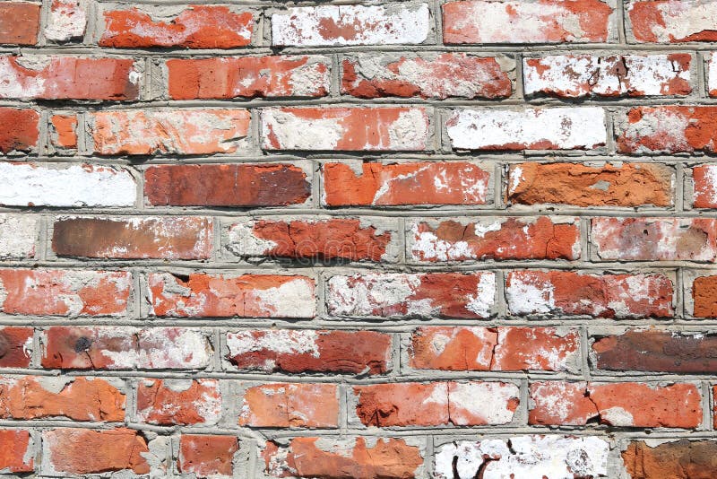 Wall of bright old red brick as beautiful loft-style background royalty free stock images