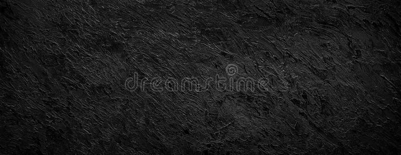 Wide panorama dark black background image, texture. Textured background. Decorative plaster walls, external decoration of facade. Texture of beige stock image