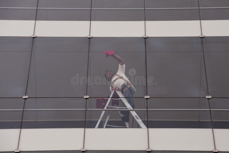 Window cleaning royalty free stock images