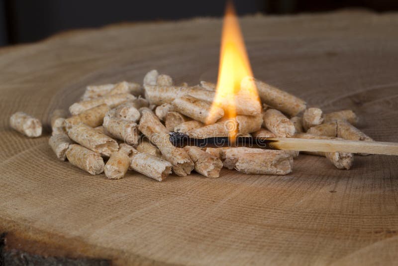 Wood pellets. For fireplaces and stoves royalty free stock photography