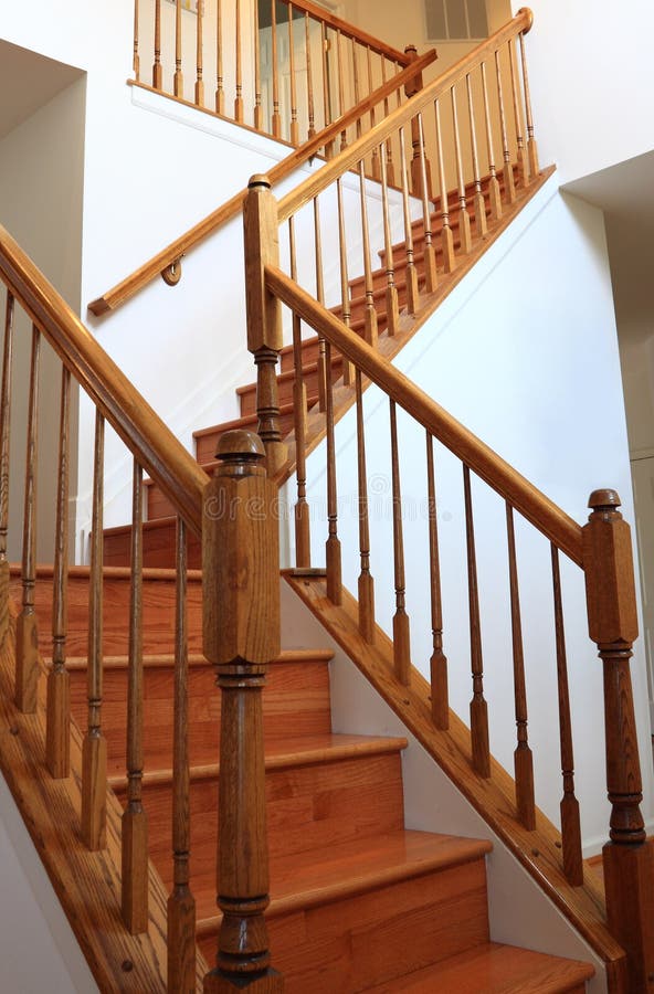 Wood Stairs. In new home royalty free stock photography