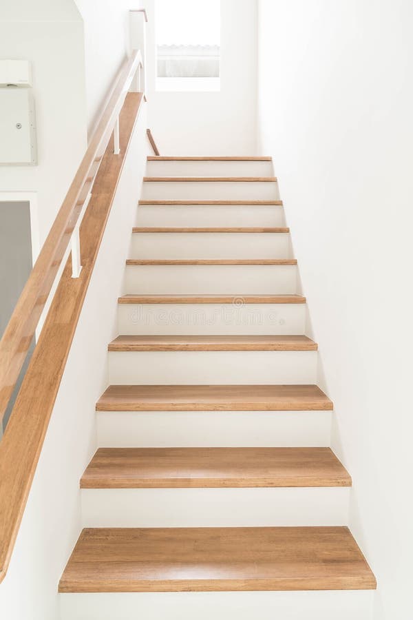 Wood stairs and handrail. Interior - wood stairs and handrail royalty free stock images