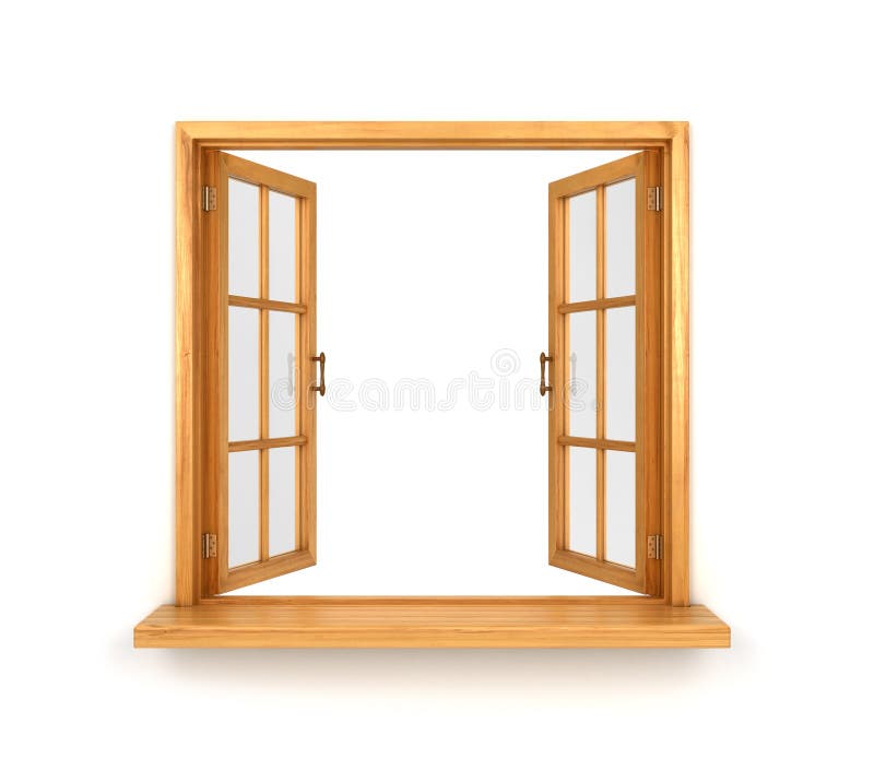 Wooden double window opened isolated stock illustration