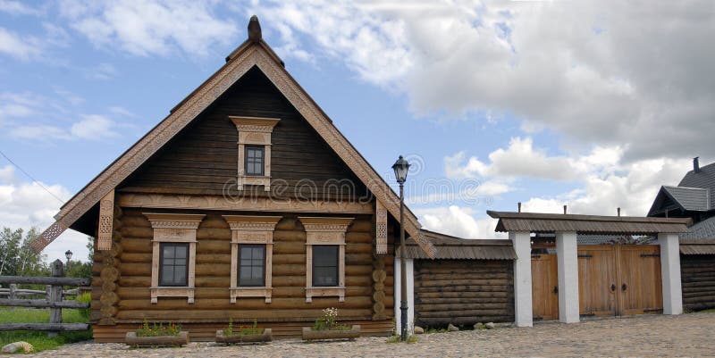 Wooden hut stock photo