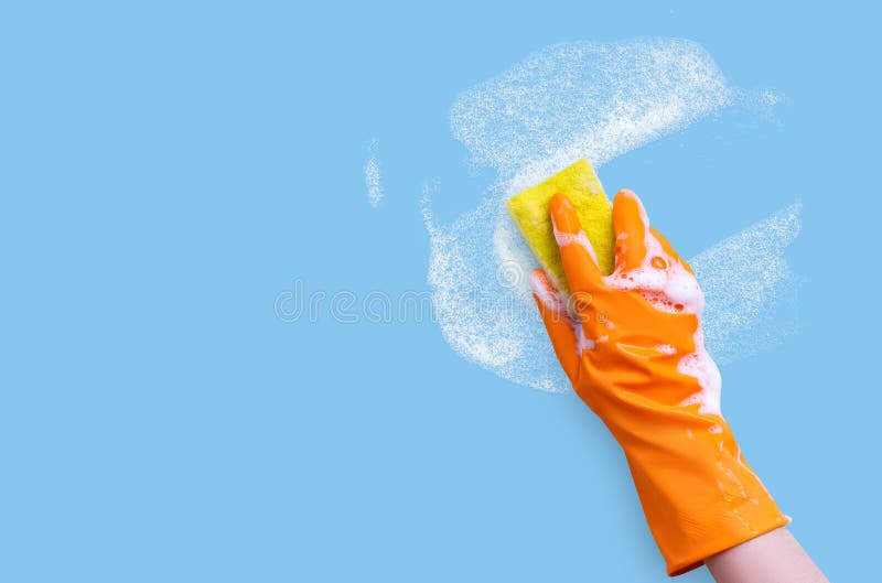 Worker removes and washes. stock photo