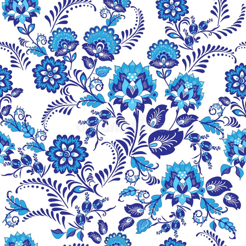 Seamless vector wallpaper on a white background. Colorful stylish floral. Template for the design of print, fabric, wallpaper and box vector illustration