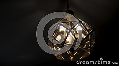 Beautiful chandelier in the loft hanging from the ceiling on a dark background. Close-up stock video