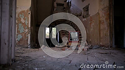 Broken Television in Abandoned House alpha stock video
