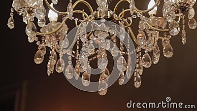 Chandelier in the apartment. A beautiful chandelier on the ceiling of the apartment.  stock video footage