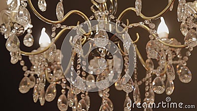 Chandelier in the apartment. A beautiful chandelier on the ceiling of the apartment.  stock video footage
