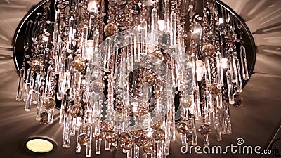 Chandelier in the apartment. Scene. A beautiful chandelier on the ceiling of the apartment. elegant chandelier on the. Chandelier in the apartment. A beautiful stock video footage
