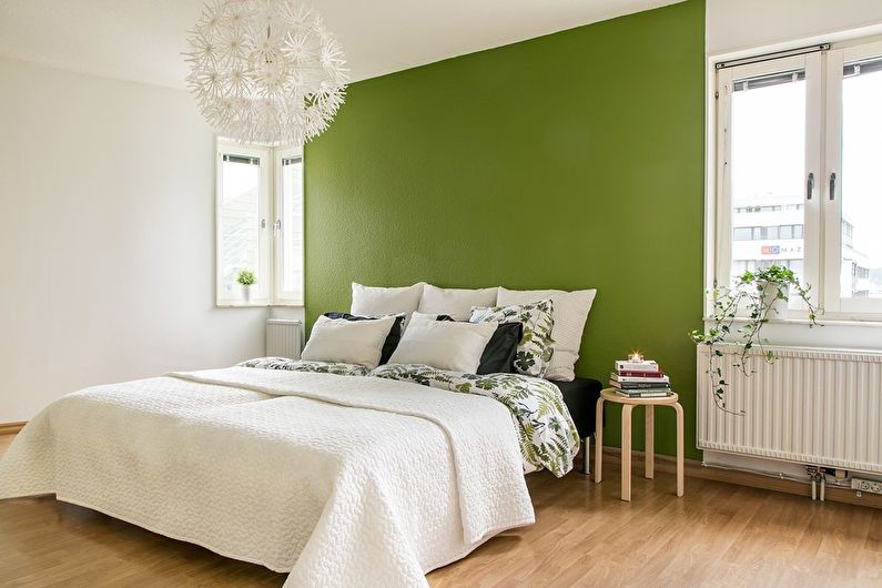 Зеленая спальня в скандинавском стиле - Дизайн интерьера
