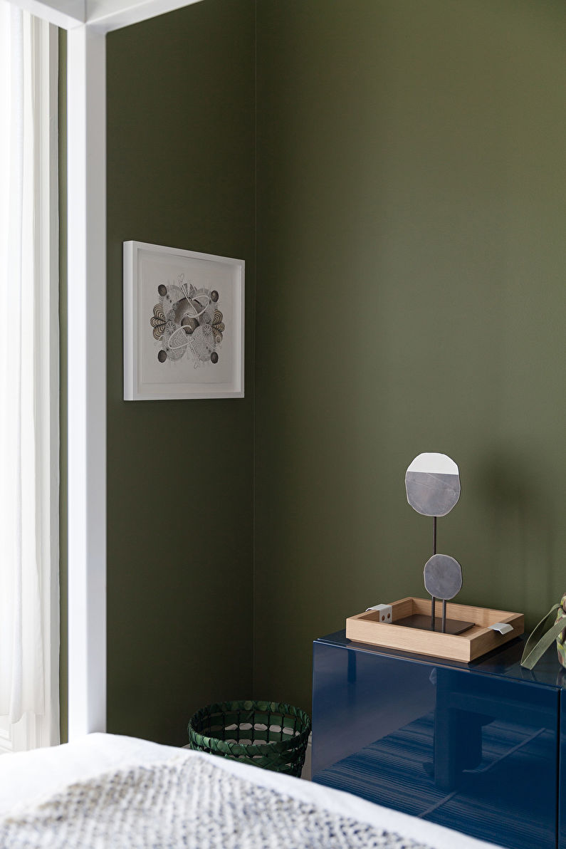 Зеленая спальня в скандинавском стиле - Дизайн интерьера