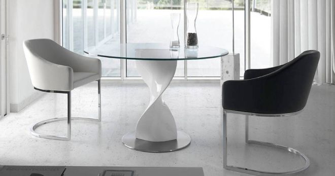 круглый стол в интерьере модерн