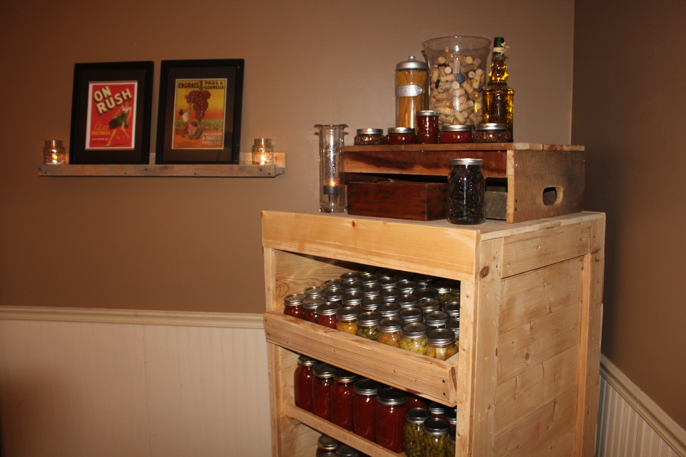Canning Pantry Cupboard Built from Pallets