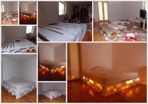 Glowing Bed from Wooden Pallets