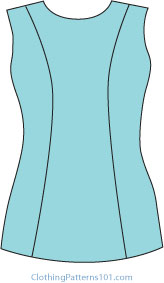 teal colored sleeveless top with princess seams