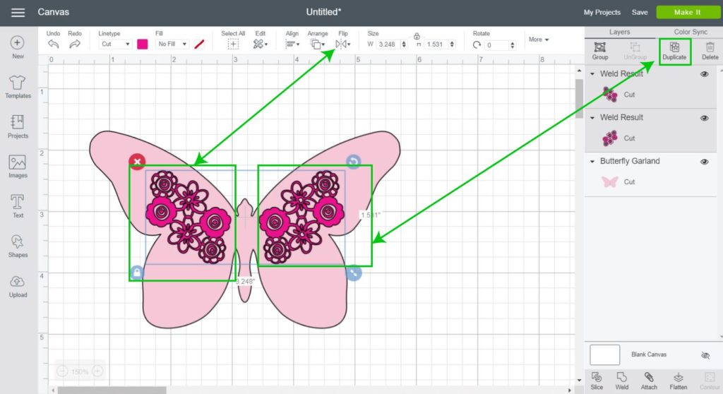 Use flip horizontal to mirror image to perfection in Cricut Design Space