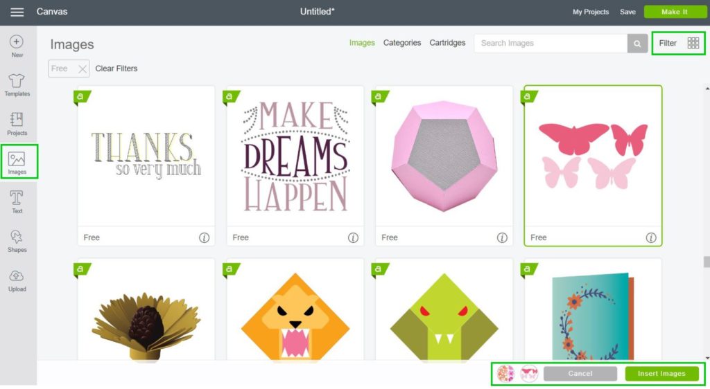 Screenshot - Insert Images in Cricut Design Space