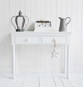 Bring simplicity into your hall and living room interior with the classic New England console table with drawers