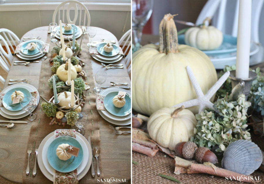 Coastal Thanksgiving table decor