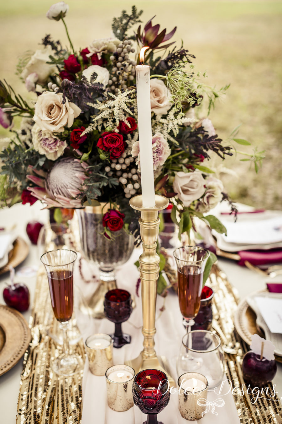 Marsala fall wedding table setting