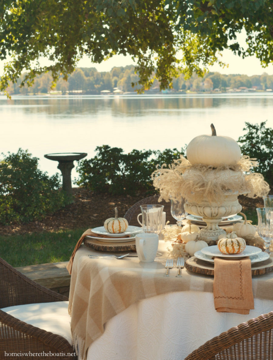 Scenic fall themed tablescape