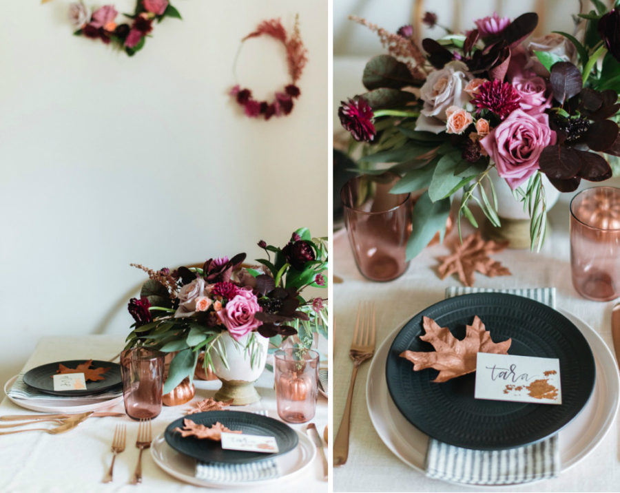 Thanksgiving friendly dinner tablescape